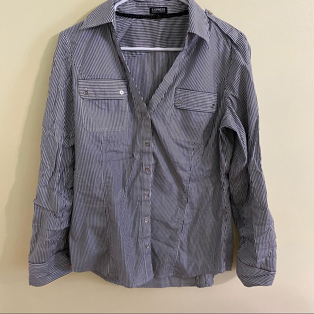 Euc Express Striped Button Down Size L - image 1